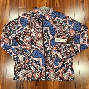 Zelos‎ Multicolor Jacket Geometric Long Sleeve Zip Up Windbreaker Size Medium